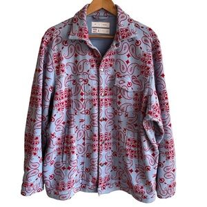 Reebok x Pyer Moss Bandana Fleece Overshirt Jacket Mens S Blue Red Shacket Y2K